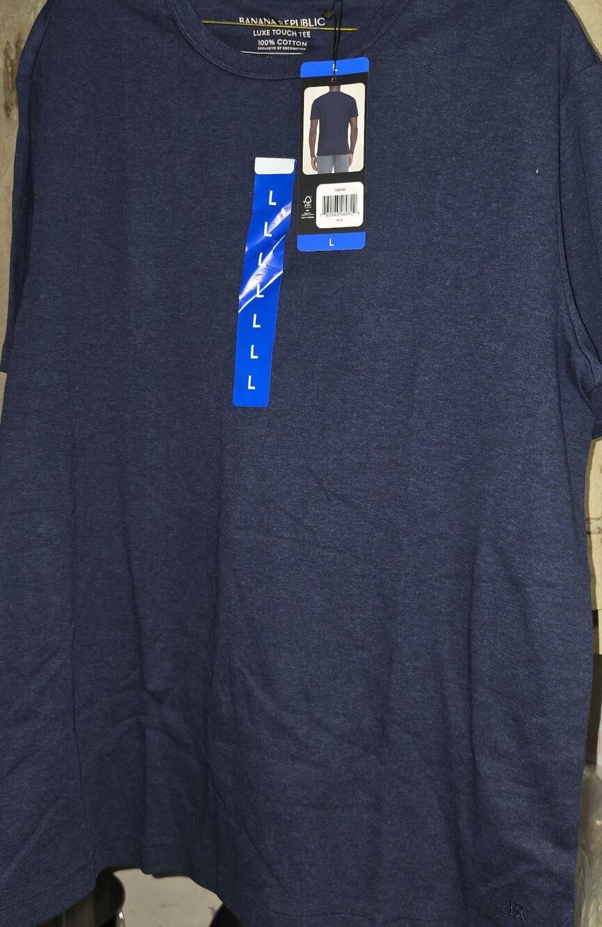Banana Republic Large Luxe Touch Tee Blue 100% Cotton NWT